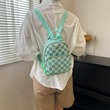 綠色方格紋容量感後背包