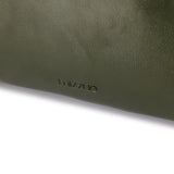 綠色彷皮復古信封形圖案紋理粗肩帶風琴式多隔層設計斜背包