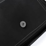 黑色彷皮磨砂面搭扣帶金屬手柄多內袋實用斜背包