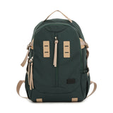 墨綠色帆布學生上課必備大容量後背包