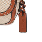 棕配白色獨特鎖扣經典款型斜背包