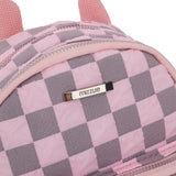 粉色方格紋容量感後背包