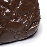 棕色彷皮漆皮光澤感可愛小包裹束繩設計側背包