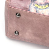 粉色彷皮名人時尚印花設計金屬手柄斜背包