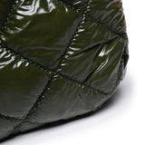綠色彷皮漆皮光澤感可愛小包裹束繩設計側背包
