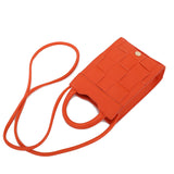 紅色彷皮格子十字形編織面板設計手提斜背直身包