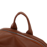 棕色彷皮前拉鍊口袋設計大容量後背包