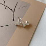 銀色925銀針蝴蝶結設計精緻耳環
