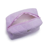 紫色絨面菱格絎縫柔軟舒適透氣多用途拉鍊包