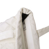 白色厚質尼龍雙線菱格絎縫簡約高貴休閒拉鍊托特包