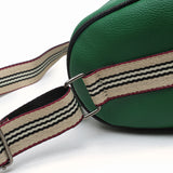 綠色彷皮條紋尼龍帶設計斜背包