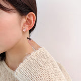 粉色925銀針雲石紋清透感心形針式耳環