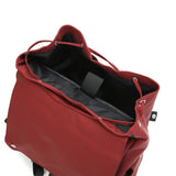 紅色尼龍束繩開口翻蓋款式多重實用袋設計中性款大容量後背包