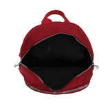 紅色尼龍高貴感菱格絎縫拉鍊口袋設計大容量後背包