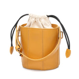 黃色彷皮併面設計帆布內袋水桶包