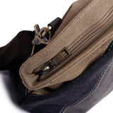 灰色帆布拼色布拼接面設計休閒時尚大容量兩用側背包