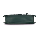 綠色絨面典雅氣質矢絣箭紋絎縫圓釘扣帶設計側背包