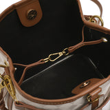 棕色彷皮菱格飾面行李吊牌掛飾護角設計子母款兩用水桶包