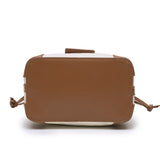 棕色彷皮菱格飾面行李吊牌掛飾護角設計子母款兩用水桶包