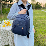 藍色彷皮雙拉鍊前翻蓋設計多重口袋超實用後背包