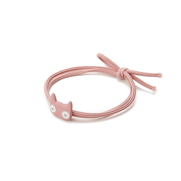 粉色樹脂製可愛大眼貓形珠飾設計髮圈