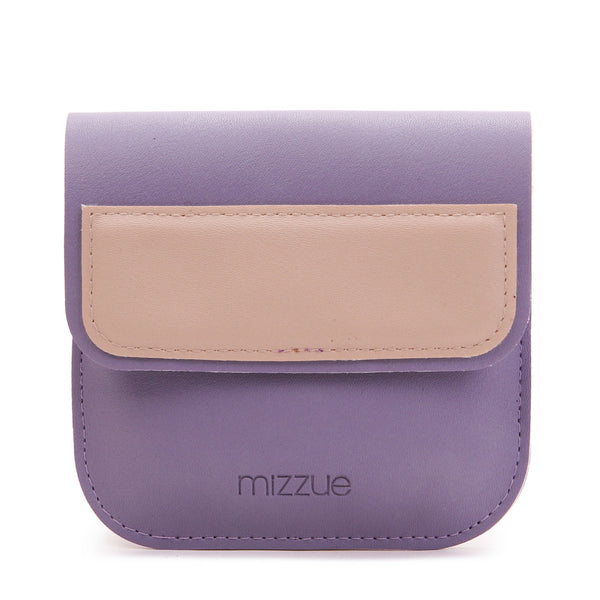 紫色彷皮撞色風格翻蓋設計零錢包