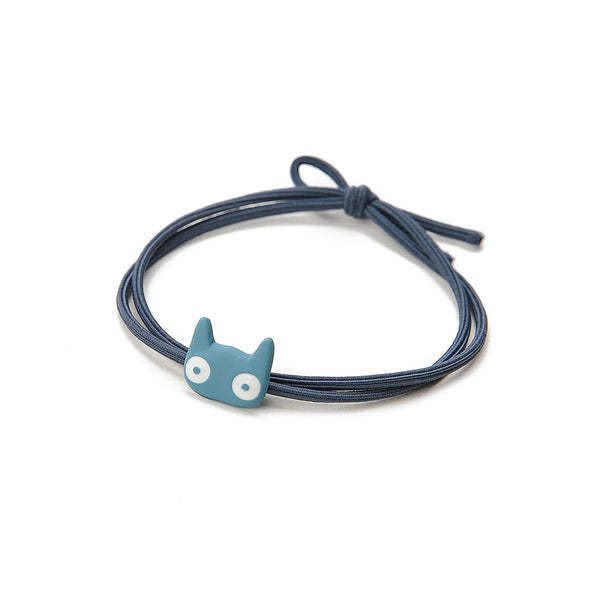 藍色樹脂製可愛大眼貓形珠飾設計髮圈