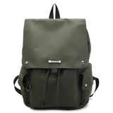 綠色尼龍束繩開口翻蓋款式多重實用袋設計中性款大容量後背包