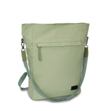綠色彷皮前隱藏拉鍊設計簡約百搭大容量兩用水桶後背包