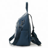 藍色彷皮多層次拉鍊口袋設計功能性兩用後背包