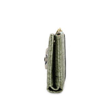 綠色彷皮鱷魚紋透明扣細節帶子設計全功能短銀包