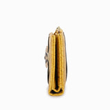 黃色彷皮鱷魚紋透明扣細節帶子設計全功能短銀包