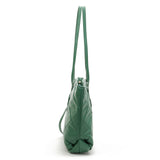 綠色彷皮菱格絎縫吊帶細節優雅風格托特包