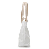 白色彷皮皺感光澤雙帶設計百搭兩用包