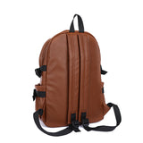 棕色彷皮多重拉鍊外袋調節帶設計大容量中性款後背包