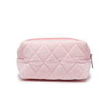 粉色絨面菱格絎縫柔軟舒適透氣多用途拉鍊包