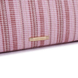 粉色彷皮手柄多層次色調直條紋針織兩用托特包