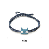 藍色樹脂製可愛大眼貓形珠飾設計髮圈