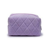 紫色絨面菱格絎縫柔軟舒適透氣多用途拉鍊包