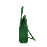 綠色彷皮格子十字形編織面板設計手提斜背直身包