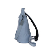 藍色彷皮前隱藏拉鍊設計簡約百搭大容量兩用水桶後背包