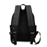 黑色尼龍簡約花形拉鍊細節實用口袋隔層設計輕便後背包