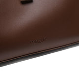 棕色彷皮金屬旋扣獨特條線感翻蓋設計雙隔層側背包