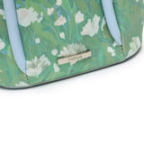 藍綠色彷皮油彩印花設計花瓣線條造型子母款手提斜背包