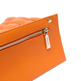 橙色彷皮編織款式金屬鏈條肩帶設計柔軟質感翻蓋斜背包
