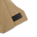 卡其色帆布幾何立體折疊式便攜設計拼彷皮手柄側背環保袋