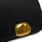 黑色彷皮奢華高尚風格鏈條細節石春形金屬扣設計斜背包
