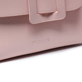 粉紅色彷皮特大扣帶綴飾設計磁扣開口手提斜背包