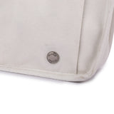 白色帆布前插袋設計磁扣開口耐磨手提包