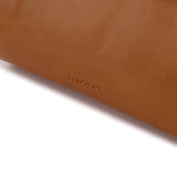 棕色彷皮復古信封形圖案紋理粗肩帶風琴式多隔層設計斜背包